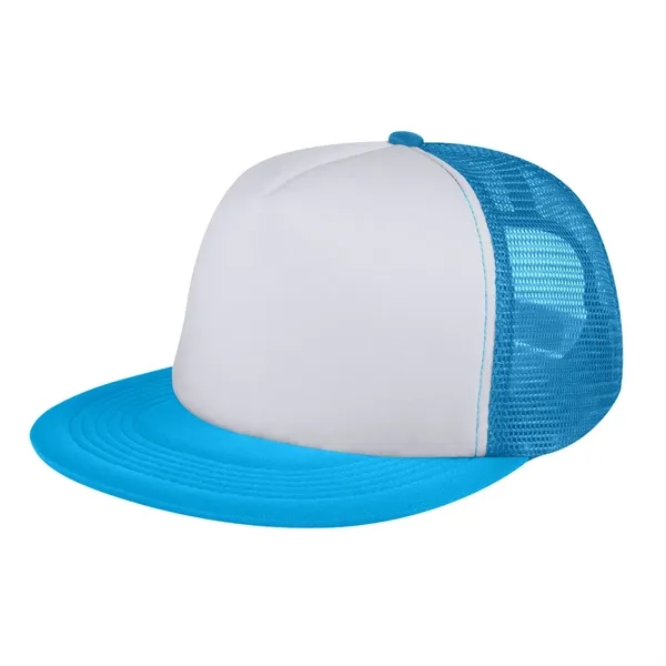 This Flat Bill Trucker Cap has a 100% Polyester Foam Crown,... from ASI 61125 Hit Promotional Products / Hit®