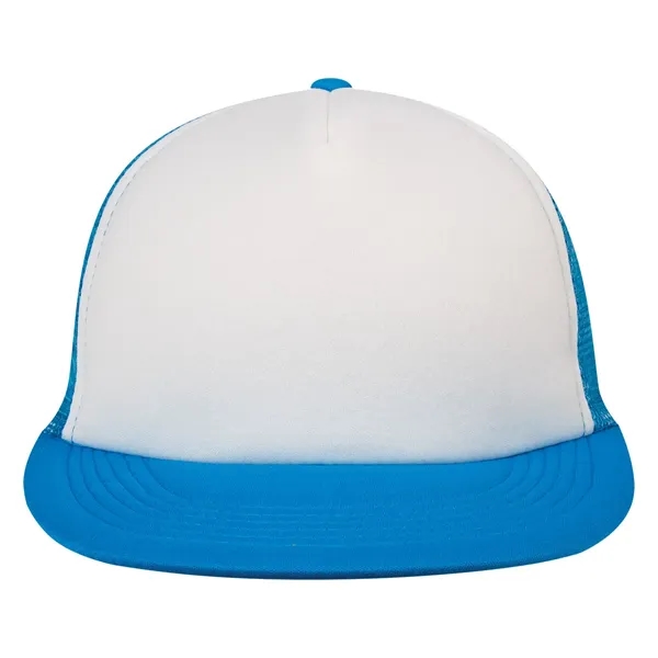 This Flat Bill Trucker Cap has a 100% Polyester Foam Crown,... from ASI 61125 Hit Promotional Products / Hit®