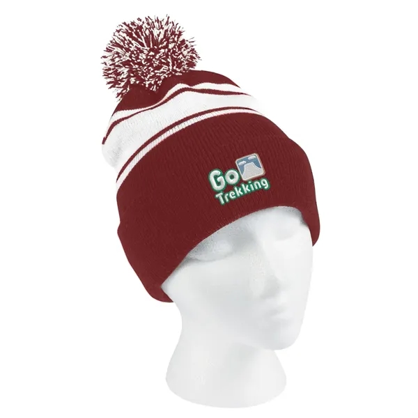 Two-Tone Knit Pom Beanie with Cuff.  100% Acrylic.  One... from ASI 61125 Hit Promotional Products / Hit®