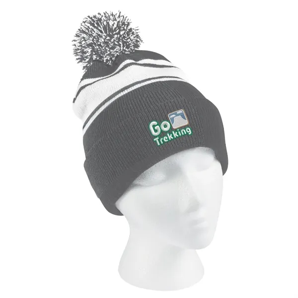 Two-Tone Knit Pom Beanie with Cuff.  100% Acrylic.  One... from ASI 61125 Hit Promotional Products / Hit®
