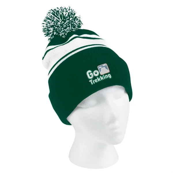 Two-Tone Knit Pom Beanie with Cuff.  100% Acrylic.  One... from ASI 61125 Hit Promotional Products / Hit®