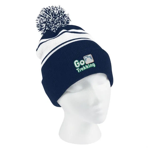 Two-Tone Knit Pom Beanie with Cuff.  100% Acrylic.  One... from ASI 61125 Hit Promotional Products / Hit®