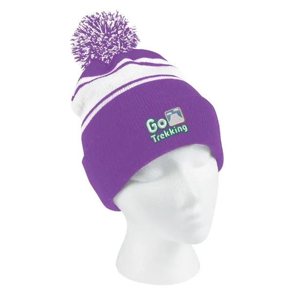 Two-Tone Knit Pom Beanie with Cuff.  100% Acrylic.  One... from ASI 61125 Hit Promotional Products / Hit®