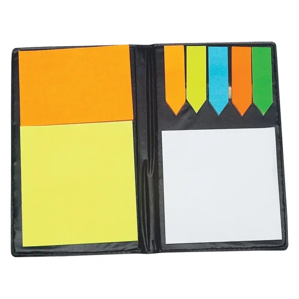 Leather look padfolio with sticky note pads and flags.... from ASI 61125 Hit Promotional Products / Hit®