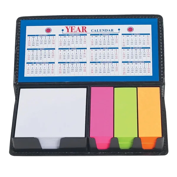 Leather-look case of sticky notes with calendar.... from ASI 61125 Hit Promotional Products / Hit®