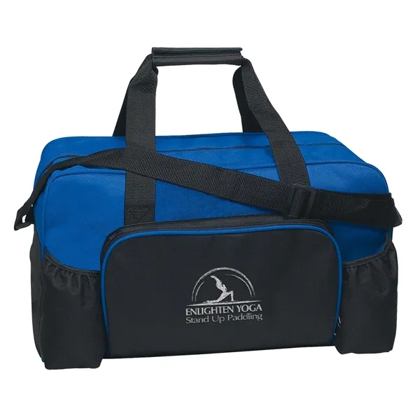 Polyester duffel bag with two side pockets for cell phone, water,... from ASI 61125 Hit Promotional Products / Hit®