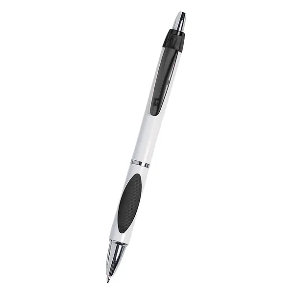 Sassy plunger action pen with rubber grip for writing comfort and... from ASI 61125 Hit Promotional Products / Hit®