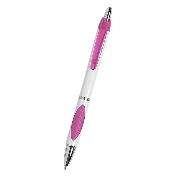 Sassy plunger action pen with rubber grip for writing comfort and... from ASI 61125 Hit Promotional Products / Hit®