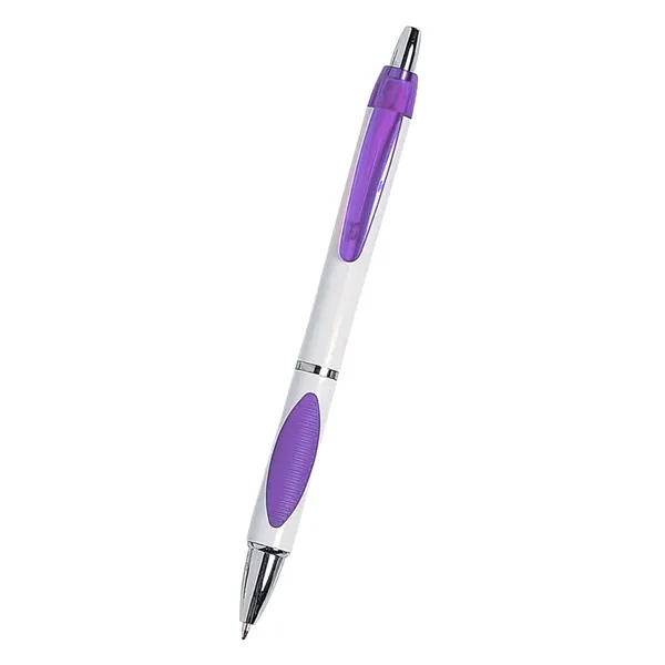 Sassy plunger action pen with rubber grip for writing comfort and... from ASI 61125 Hit Promotional Products / Hit®