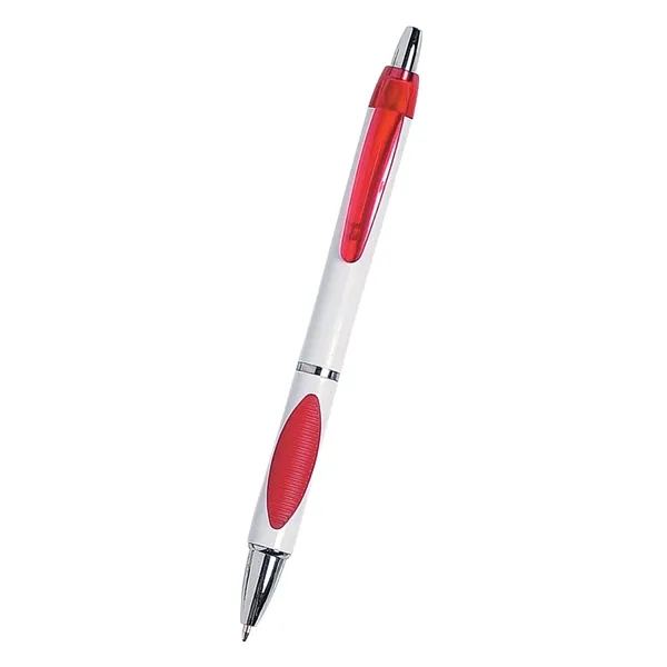 Sassy plunger action pen with rubber grip for writing comfort and... from ASI 61125 Hit Promotional Products / Hit®