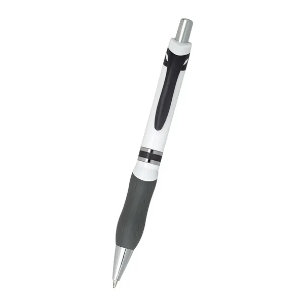 Campus plunger action pen with soft contoured gray rubber grip for... from ASI 61125 Hit Promotional Products / Hit®