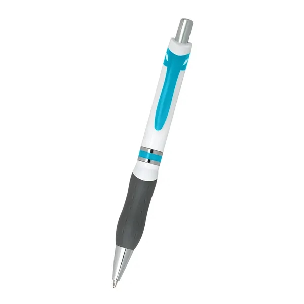 Campus plunger action pen with soft contoured gray rubber grip for... from ASI 61125 Hit Promotional Products / Hit®