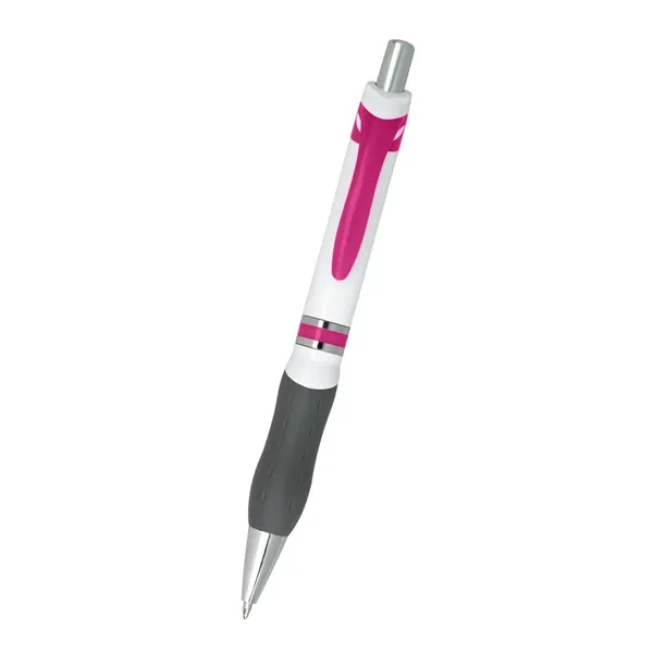 Campus plunger action pen with soft contoured gray rubber grip for... from ASI 61125 Hit Promotional Products / Hit®