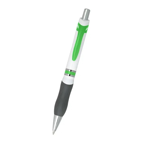 Campus plunger action pen with soft contoured gray rubber grip for... from ASI 61125 Hit Promotional Products / Hit®
