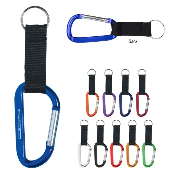 8mm Carabiner With 2 1/2" Strap And Split Ring... from ASI 61125 Hit Promotional Products / Hit®