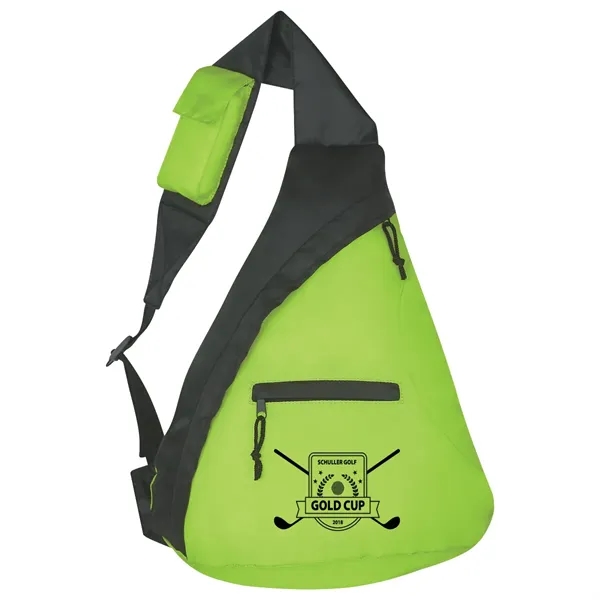 Sling backpack made of 210 denier polyester with front zippered pocket.... from ASI 61125 Hit Promotional Products / Hit®