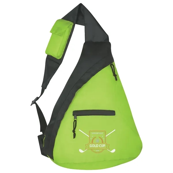 Sling backpack made of 210 denier polyester with front zippered pocket.... from ASI 61125 Hit Promotional Products / Hit®