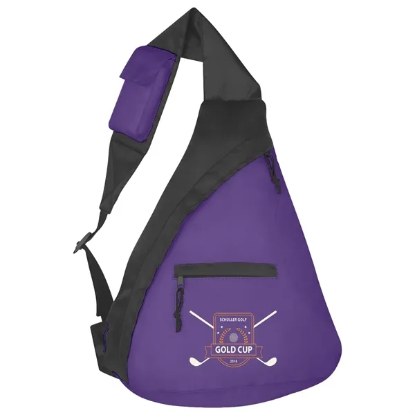 Sling backpack made of 210 denier polyester with front zippered pocket.... from ASI 61125 Hit Promotional Products / Hit®