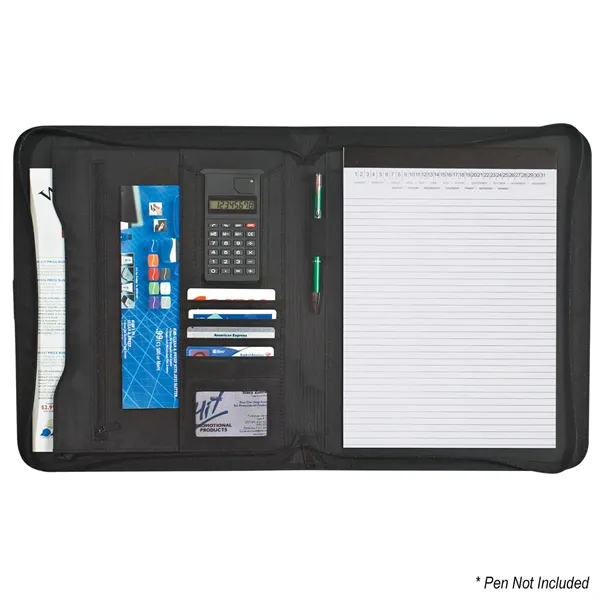 Pebble grain 8 1/2" x 11" zippered portfolio with calculator.... from ASI 61125 Hit Promotional Products / Hit®