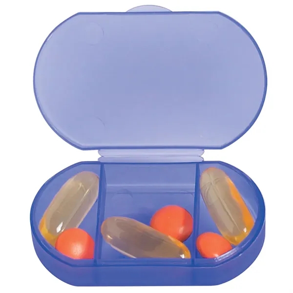 Oval shape pill holder with 3 separate compartments.... from ASI 61125 Hit Promotional Products / Hit®
