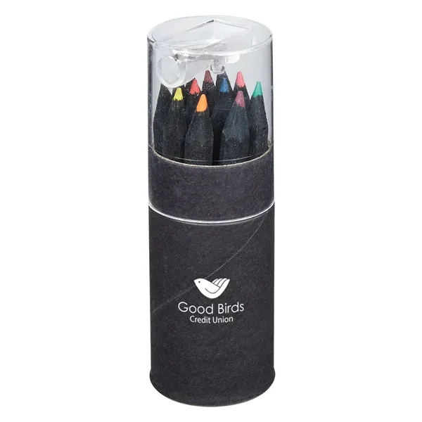 12 colored pencils in stylish matte black tube... from ASI 61125 Hit Promotional Products / Hit®