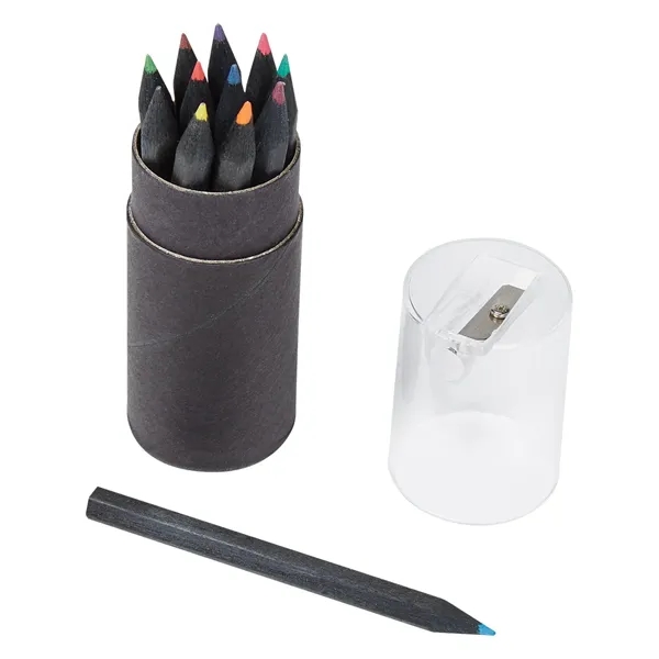 12 colored pencils in stylish matte black tube... from ASI 61125 Hit Promotional Products / Hit®