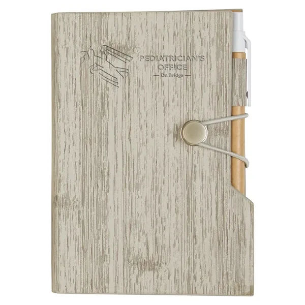 Notebook with a woodgrain look that has sticky notes, tape flags,... from ASI 61125 Hit Promotional Products / Hit®