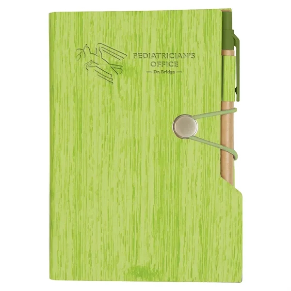 Notebook with a woodgrain look that has sticky notes, tape flags,... from ASI 61125 Hit Promotional Products / Hit®