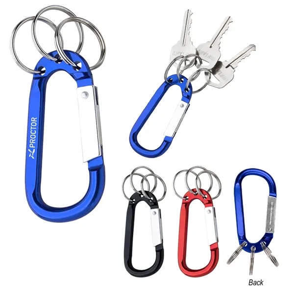 3" carabiner available in multiple colors with three split ring attachments.... from ASI 61125 Hit Promotional Products / Hit®