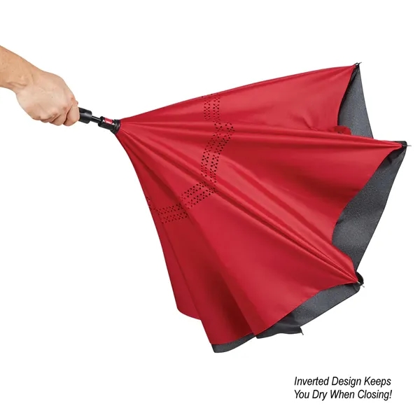 Black manual open umbrella with inverted design, 48" arc and metal... from ASI 61125 Hit Promotional Products / Hit®