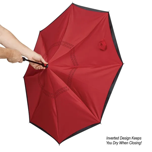 Black manual open umbrella with inverted design, 48" arc and metal... from ASI 61125 Hit Promotional Products / Hit®