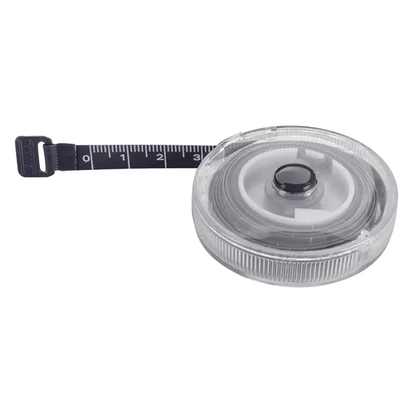 Clear tape measure with 5' push button retractable plastic tape that... from ASI 61125 Hit Promotional Products / Hit®