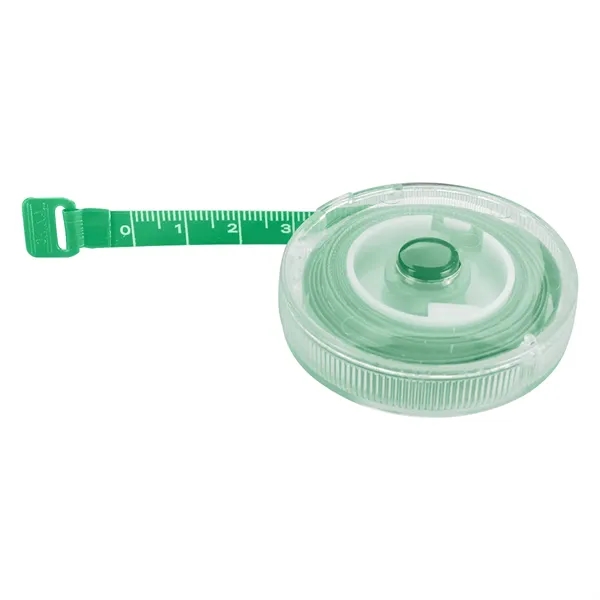 Clear tape measure with 5' push button retractable plastic tape that... from ASI 61125 Hit Promotional Products / Hit®