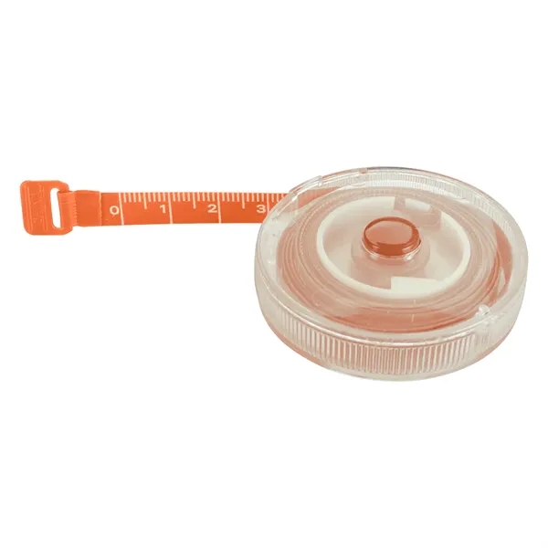 Clear tape measure with 5' push button retractable plastic tape that... from ASI 61125 Hit Promotional Products / Hit®