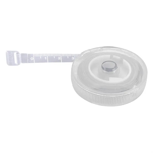 Clear tape measure with 5' push button retractable plastic tape that... from ASI 61125 Hit Promotional Products / Hit®