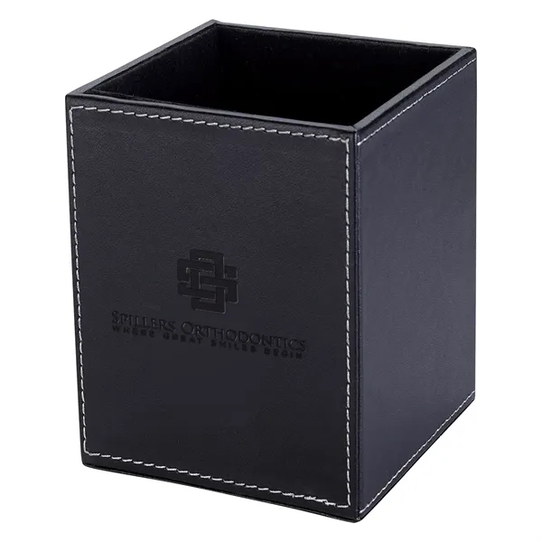 Polyurethane leatherette pen and pencil cup that measures 3 1/4" x... from ASI 61125 Hit Promotional Products / Hit®