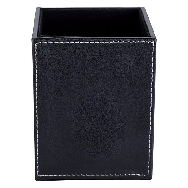 Polyurethane leatherette pen and pencil cup that measures 3 1/4" x... from ASI 61125 Hit Promotional Products / Hit®