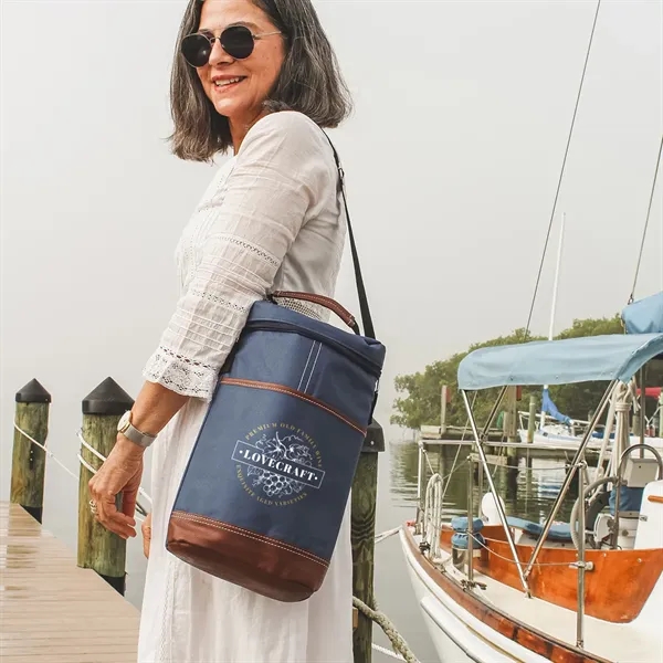 Wine tote made of polyester and polyurethane with PEVA lining, zippered... from ASI 61125 Hit Promotional Products / Hit®