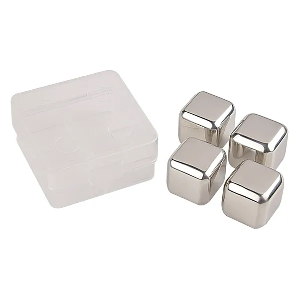 4 stainless steel ice cubes in protective plastic travel case.... from ASI 61125 Hit Promotional Products / Hit®