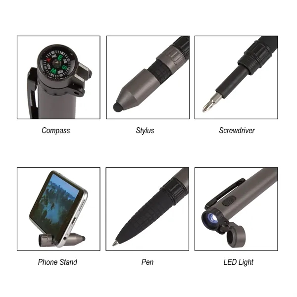 6-in-1 multipurpose pen with a compass, light, screwdriver with bits, stylus,... from ASI 61125 Hit Promotional Products / Hit®