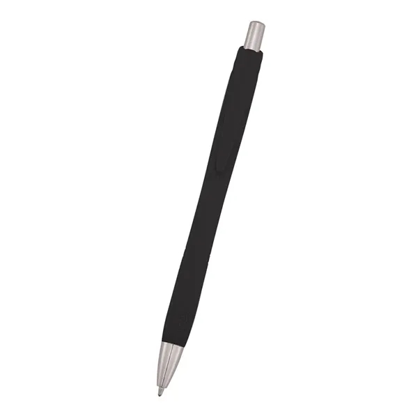 Plunger-action pen measuring 5 1/2" with a smooth rubber finish and... from ASI 61125 Hit Promotional Products / Hit®
