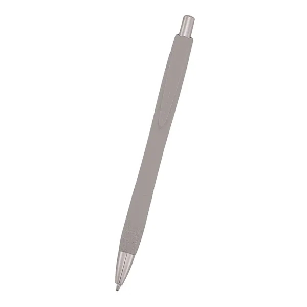 Plunger-action pen measuring 5 1/2" with a smooth rubber finish and... from ASI 61125 Hit Promotional Products / Hit®