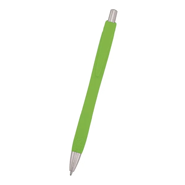 Plunger-action pen measuring 5 1/2" with a smooth rubber finish and... from ASI 61125 Hit Promotional Products / Hit®