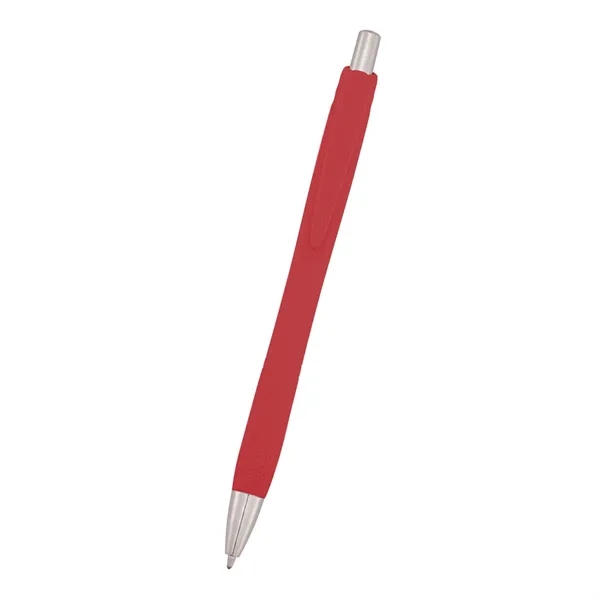 Plunger-action pen measuring 5 1/2" with a smooth rubber finish and... from ASI 61125 Hit Promotional Products / Hit®