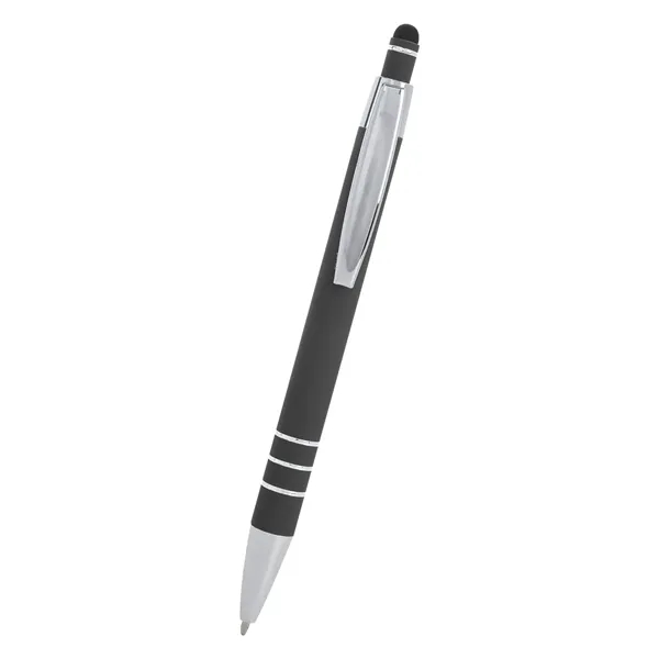 5 1/2" plunger-action pen with rubberized aluminum body and stylus on... from ASI 61125 Hit Promotional Products / Hit®