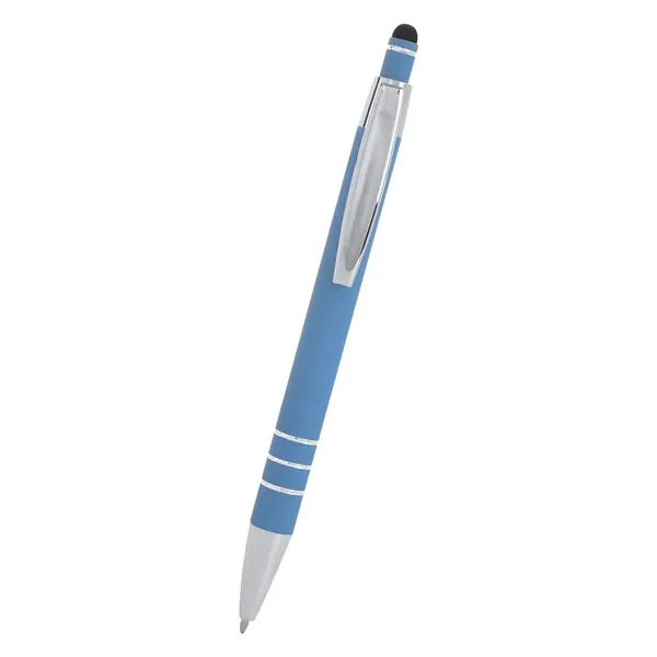 5 1/2" plunger-action pen with rubberized aluminum body and stylus on... from ASI 61125 Hit Promotional Products / Hit®