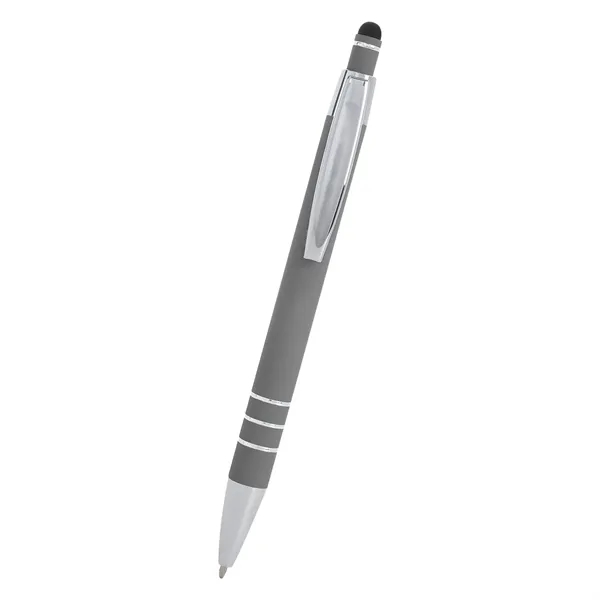 5 1/2" plunger-action pen with rubberized aluminum body and stylus on... from ASI 61125 Hit Promotional Products / Hit®