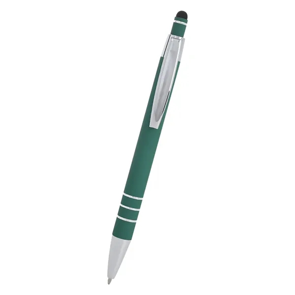 5 1/2" plunger-action pen with rubberized aluminum body and stylus on... from ASI 61125 Hit Promotional Products / Hit®