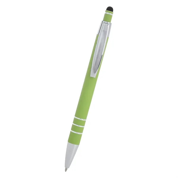 5 1/2" plunger-action pen with rubberized aluminum body and stylus on... from ASI 61125 Hit Promotional Products / Hit®