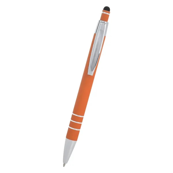 5 1/2" plunger-action pen with rubberized aluminum body and stylus on... from ASI 61125 Hit Promotional Products / Hit®